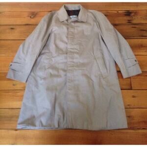 Vintage Aquascutum Aqua 5 Beige Cotton Blend Trench Coat Raincoat UK Made L 50"
